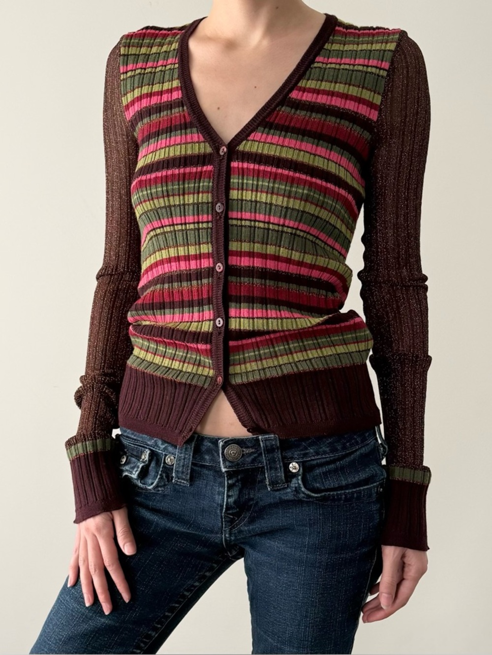 Max & Co multicoloured striped mesh cardigan.